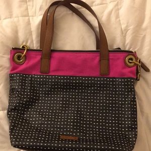 Fossil Leah Tote Dot Magenta